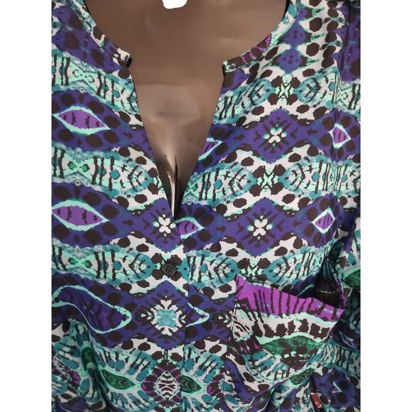 Anthropologie Maeve Frequencies‎ Shirt Dress Blue Purple Black Women's X Small - Picture 3 of 12